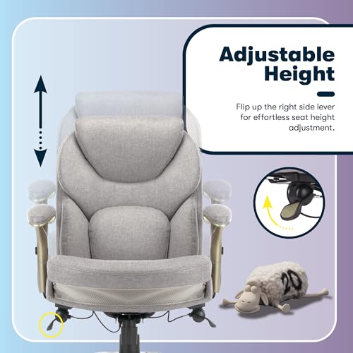 Serta Ergonomic Executive Office Chair Motion Technology Adjustable Mid Back Design with Lumbar Support, Light Gray Fabric - color: Light Gray Fabric