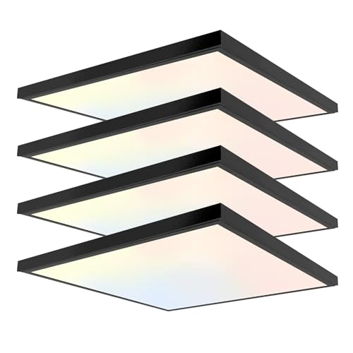 GT-Lite 2'x2'4200 Lumen 4 Pack LED Flat Panel,Flush Mount and Drop Ceiling - color: Black 4 Pack, size: 2x2 Feet