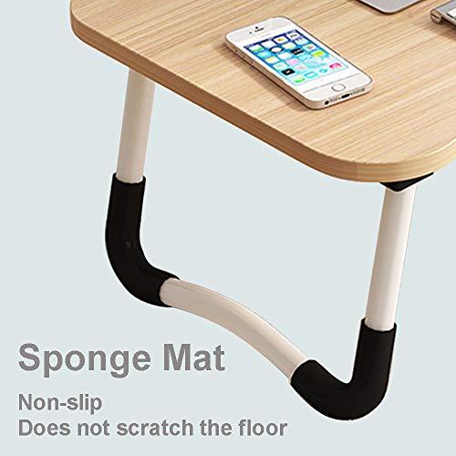 23.6" Lap Desk with Storage Drawer, Holders for Cup and Tablet - color: Walnut