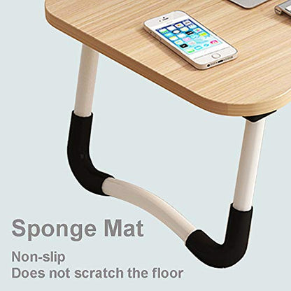 23.6" Lap Desk with Storage Drawer, Holders for Cup and Tablet - color: Walnut