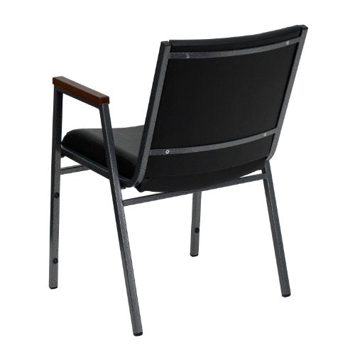 Flash Furniture 4 Pack HERCULES Series Heavy Duty Black Vinyl Stack Chair with Arms - color: Black Vinyl, size: Set of 4
