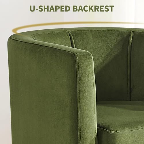 Yaheetech Barrel Accent Chairs Set of 2, Modern Armchairs, Olive Green | Soft Velvet Chair with High-Density Foam Seat, Upholstered Barrel Sofa Chair for Living Room Bedroom Waiting Room - color: Olive Green, size: Set of 2