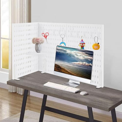 Desk Divider for Office, 3Pcs Desk Privacy Panels Tabletop Partition with 3 Clamps, Clamp On Privacy Screen Shield for Office Counter, Each Panel W11.8*H15.7in (White)