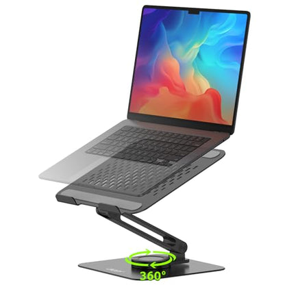 acer Laptop Stand for Desk - with 360 Swivel Base, Rotating Laptop Riser for Desk, Adjustable Computer Stand for Laptops, Ergonomic Riser Holder Foldable, Portable MacBook Pro Air (10-16") - Black