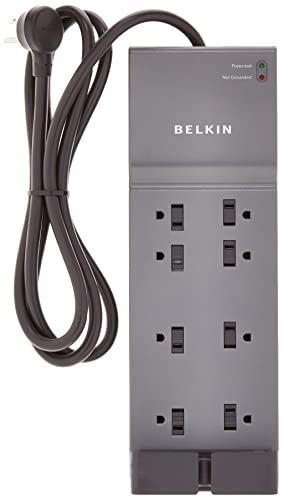 Belkin 8-Outlet Power Strip Surge Protector w/Flat Plug, 6ft Cord – Ideal for Computers, Home Theatre, Appliances, Office Equipment (3,550 Joules) - (Pack of 3) - size: 3 Pack, style: 3 Pack