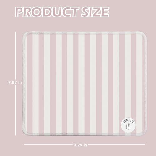 Mouse Pad for Desk with Stitched Edge, Premium Cute Washable Mouse Pads. Computer Mousepad with Non-Slip Rubber Base, Mousepads for Laptop, 9.25x7.75x0.12 inch (Pink Stripes) - color: Pink Stripes