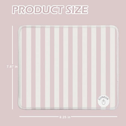 Mouse Pad for Desk with Stitched Edge, Premium Cute Washable Mouse Pads. Computer Mousepad with Non-Slip Rubber Base, Mousepads for Laptop, 9.25x7.75x0.12 inch (Pink Stripes) - color: Pink Stripes