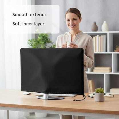 Monitor Dust Cover Heavy Duty Anti-tear Full Body Protective Case Universal for 38-40" Computer LED LCD Screen Wih Adjustable Bottom Tight Rope Black -39Wx18Hx3.5D in - size: 38"-40" in