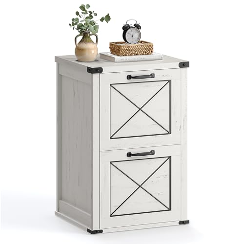 VASAGLE File Cabinet, Filing Cabinet with 2 File Drawers, Printer Stand, Fit A4, Letter Size, Hanging File Folders, Modern Farmhouse Style, for Home Office, Rustic White UOFC048T73 - color: Rustic White, style: 2 Drawers