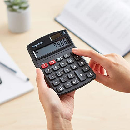 Amazon Basics LCD 8-Digit Desktop Calculator, Portable and Easy to Use, Black, 5-Pack - size: 5