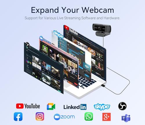 Streaming Webcam for PC, 1080P Computer Web Camera with Microphone
