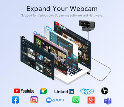 Streaming Webcam for PC, 1080P Computer Web Camera with Microphone