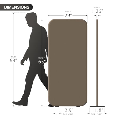 DECOLAB Standing Room Partition, Portable Wall Panel, 29"x65", Taupe - color: Taupe