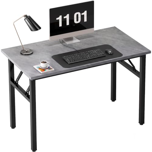 Need Small Folding Computer Desk, 39.4 Inch Writing Table, Grey | No-Assembly, Sturdy Foldable Desk for Home Office, Bedroom, Dorm Room, Student Study, Collapsible, Compact, Easy Storage - color: Grey, size: 39.4 inches