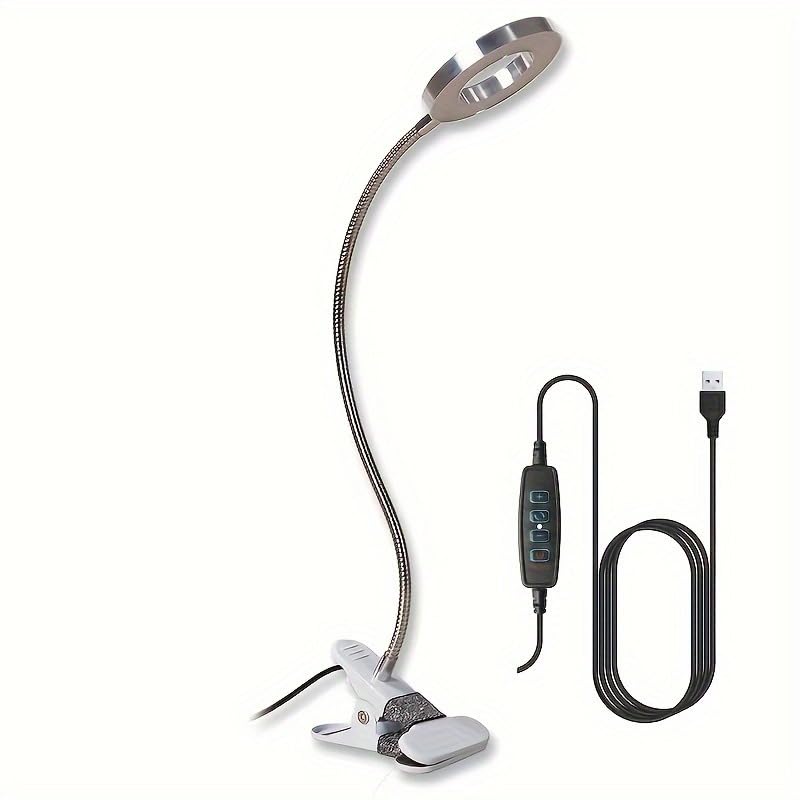 Diamond Painting Tool with Magnifying Glass + Lighting, Clip-On 5V USB LED Magnifier - 3 Color Modes, 10 Brightness Levels, Hands-Free 10x Magnifying Lamp with Flexible 14.9" Gooseneck