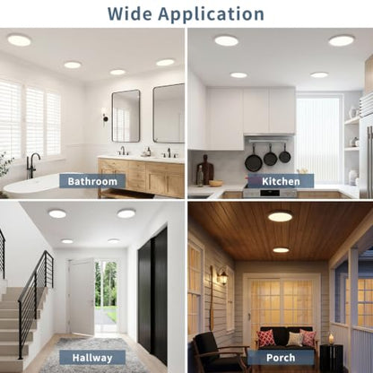 2 Pack 7.1 inch LED Flush Mount Ceiling Light, 5CCT&15W(White) | 1500Lm,0.67 Ultra Thin, Low Profile,Round Ceiling Light Fixture for Living Room,Bedroom, Kitchen, Closet, Hallway,Hallway - color: White, size: 7.1"-2pack