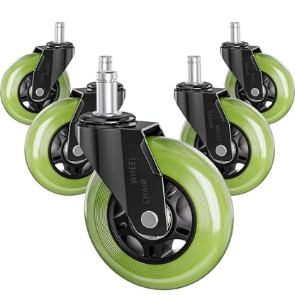 Office Chair Wheels Replacement Rubber Chair Casters Heavy Duty - color: Greens