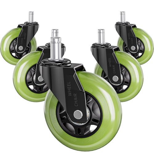Office Chair Wheels Replacement Rubber Chair Casters Heavy Duty - color: Greens