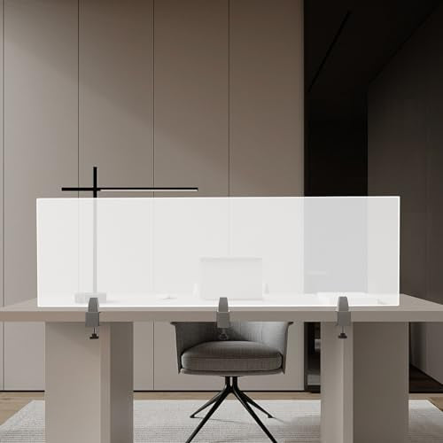 Desk Privacy Panel, Desk Divider, Desks Partition, Frosted Acrylic Desktop Privacy Panel with Stable C-Clamp for Home Office School Retail Clinic (1Pcs, 60 * 18 * 2in) - size: 60*18*2in