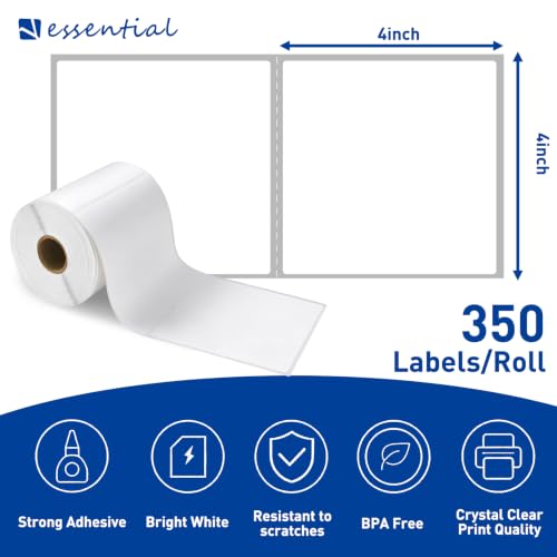 ESSENTIAL 4" x 4" Direct Thermal Shipping Labels (350 Labels, 1 Roll) - size: 4"x4"