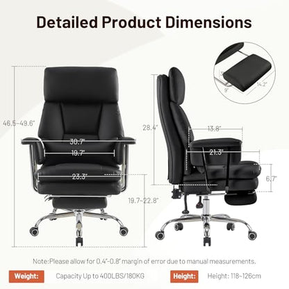 Ergonomic Home Office Desk Chair, Heavy Duty Executive Chair with Footrest - color: Black