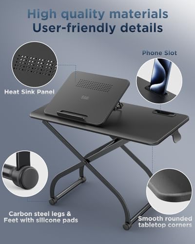 SAIJI Metal Small Laptop Desk Standing Converter Adjustable Desk Riser