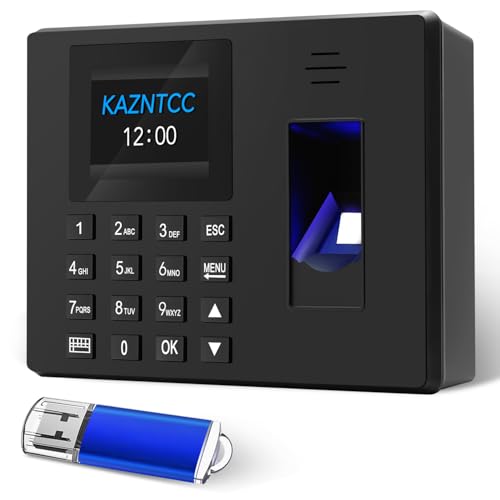 Time Clocks, Fingerprint Time Clock for Employees Small Businesses, Build-in Reports Edit Missing Punch Time ClockMachine with 0 Monthly Fee, 0 Software Fee - color: Black and Blue