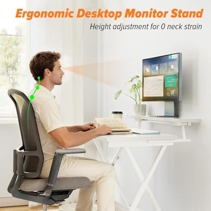 WOHOMO Folding Computer Desk with Monitor Stand, Adjustable Height, White | Foldable Table Small Office Desk for Bedroom, Space Saving Desk for Home Office, Easy Assembly - color: White