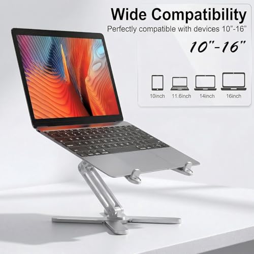 Atizzy 360 Rotating Laptop Stand Riser, Foldable for Desk, Silver - color: Silver