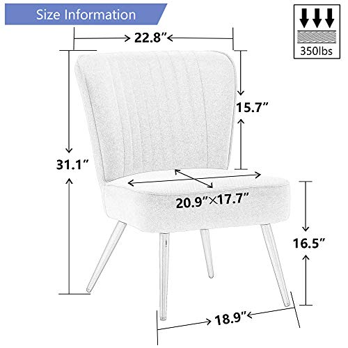 Alunaune Modern Blue Accent Chair Set of 2 Living Room Chairs, Upholstered Bedroom Furniture Sets Armless Slipper Reception Club Chair Guest Couch Comfy Wingback Single Sofa - color: Blue
