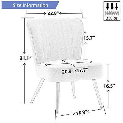 Alunaune Modern Blue Accent Chair Set of 2 Living Room Chairs, Upholstered Bedroom Furniture Sets Armless Slipper Reception Club Chair Guest Couch Comfy Wingback Single Sofa - color: Blue