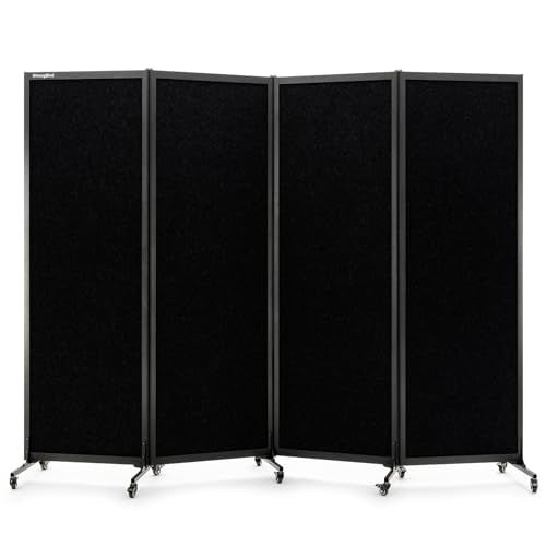 Room Partition 2.0 Upgrade Version,8'2"L* 6'7"H,4 Panel,Black - color: Black, size: 4