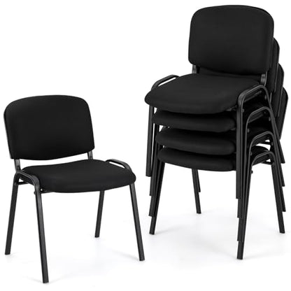 Giantex Set of 5 Conference Chair with Ergonomic Upholstered Seat, Protective Foot Pad, Elegant and Stackable Design for Home & Office, Waiting Room, Guest Room, 5 Pieces Reception Executive Chair Set