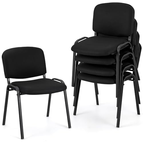 Giantex Set of 5 Conference Chair with Ergonomic Upholstered Seat, Protective Foot Pad, Elegant and Stackable Design for Home & Office, Waiting Room, Guest Room, 5 Pieces Reception Executive Chair Set
