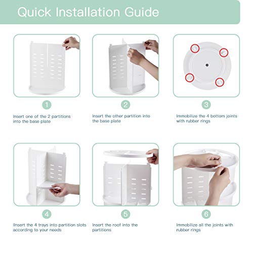 seinlife 360 Rotating Makeup Organizer,DIY Adjustable Spinning Holder,Foldable Cosmetic Storage Display box,Large Capacity Make up Caddy Shelf,Fits Countertop Vanity and Bathroom (WHITE) - color: WHITE