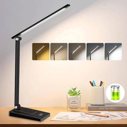 Rechargeable LED Desk Lamp, 800LM 2600mAh Reading Table Lamp - color: Black