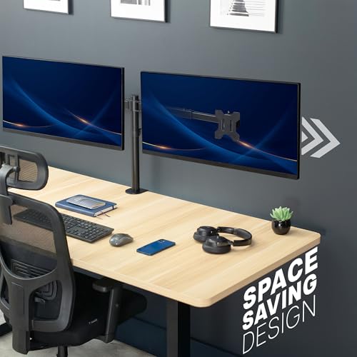 VIVO Premium Dual Ultra Wide LCD LED 27 to 38 inch Monitor Desk Mount, Heavy Duty, Adjustable Telescoping Arms, Flush Wall Setup, Fits 2 Screens, Black, STAND-TS38C - color: Black, size: 27" to 38"