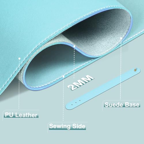 PU Leather Desk Pad Protector and Blotter, Large Mouse Pad and Laptop Desk Mat, Non-Slip Office and Home Writing Pad (Aqua Frost Blue, 31.5" x 15.7") - color: Aqua Frost Blue, size: 31.5" x 15.7"