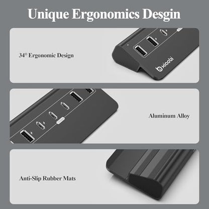 USB-C Hub,10Gbps USB Splitter with 4*USB-A and 3*USB-C Ports(Black) - color: Black