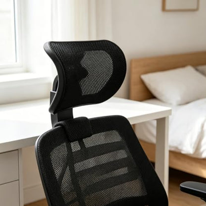 Office Headrest Breathable Mesh Ergonomic Adjustable Chair Attachment Clamp Suitable for Professionals Students Gaming Desks, Black-B