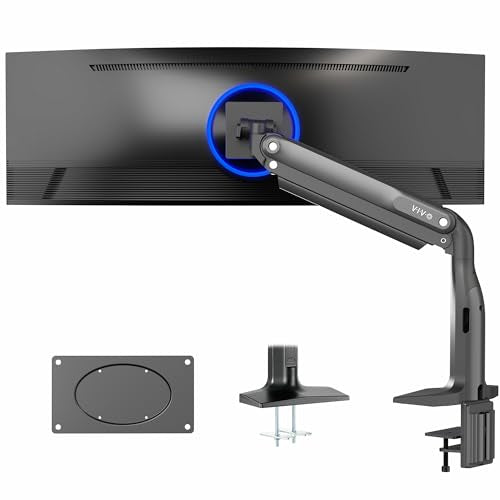 VIVO Aluminum Ultrawide Monitor Stand, Classic, Fits up to 49 inch Computer Screens, Single Articulating Pneumatic Arm, C-Clamp and Grommet Desk Mount, Max VESA 200x100, Black, STAND-V100H - style: Classic