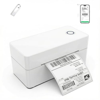 Bluetooth Thermal Shipping Label Printer,4X6 inch Wireless Barcode Printer, high Printing Speed,Compatible with iOS Android Mobile Phone,Windows (White)