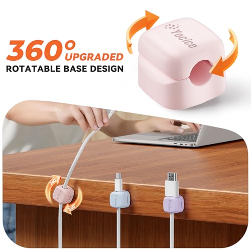 6Pack Rotatable Cord Organizer,Spring Cable Clips Desk Cable Management Cord Holder Adhesive Phone Charger Cord Clips for Home Office Car Wall Nightstand Accessories, Multicolor - color: Multicolor, size: 6Pack