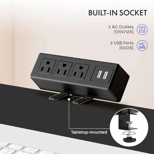 FLEXISPOT EN2 48"x30" Whole-Piece Standing Desk with Power Strip, Black | Whole-Piece Desktop, Easy-Access Clamp Power Strip, Organized Cable Management, Modern Home Office Setup - color: Black Top + Black Frame, size: 48x30"