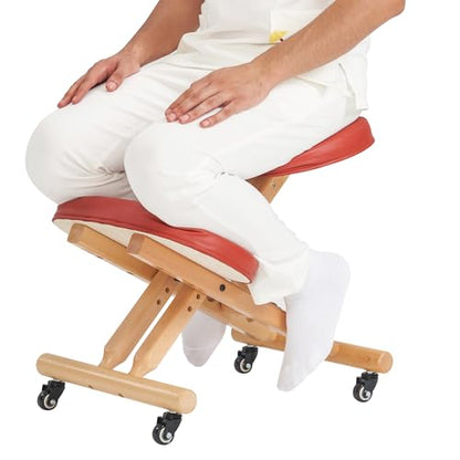 Massage Ergonomic Kneeling Chair, Adjustable Height Posture Stool for Home and Office - Neck and Back Pain Relieving | Spine Tension Relief- Thick Comfortable Cushions (Cinnamon) - color: Cinnamon