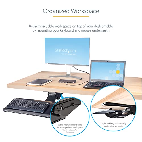 StarTech Under Desk Keyboard Tray, 10" x 26" Platform (KBTRAYADJ2) | Full Motion & Height Adjustable Keyboard and Mouse Tray, Mount Computer, Pad Wrist Rest - style: Full Motion