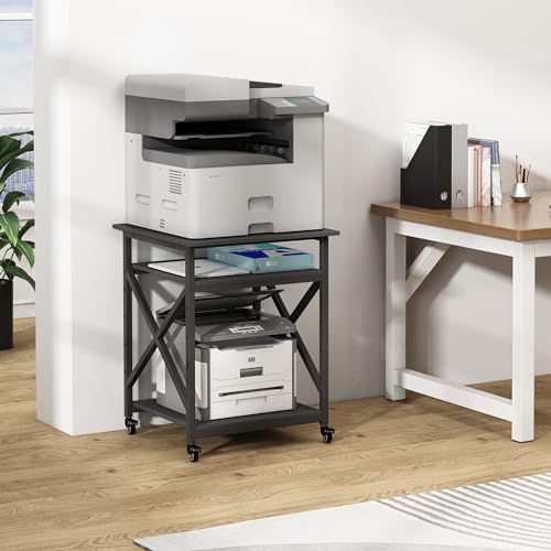 Fannova 23.6"x23.6"x30.1" Large Printer Stand with Adjustable Storage Shelf - color: Black
