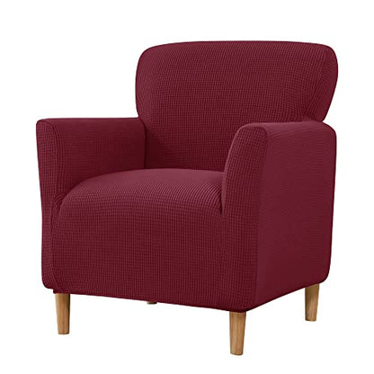 LiveGo Stretch Mid Century Modern Armchair Slipcover 1-Piece Jacquard Accent Chair Covers with Arms Soft Waterproof Chair Slipcovers for Living Room Furniture Protector Office (Wine Red a) - color: Wine Red a