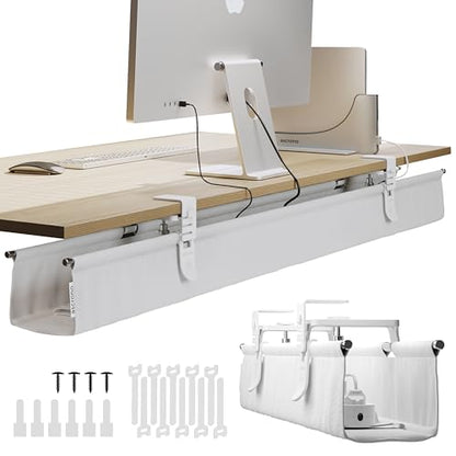 Ascrono Original Under Desk Cable Management Tray, White, 53.9" - color: White, size: Extra Large (53.9 in)