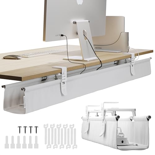 Ascrono Original Under Desk Cable Management Tray, White, 53.9" - color: White, size: Extra Large (53.9 in)